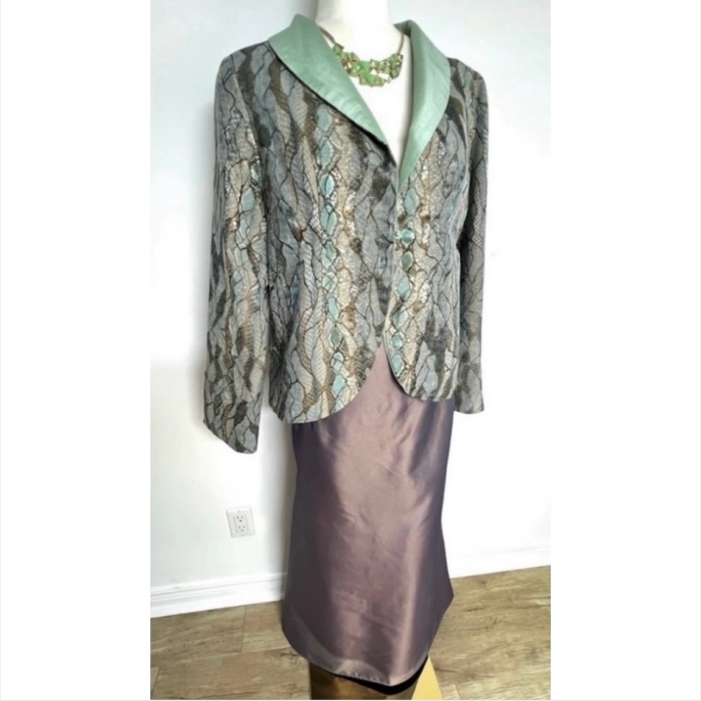 Vintage Metallic Brown Snake-Inspired Jacket • Seafoam Green Trim - Picture 15 of 15